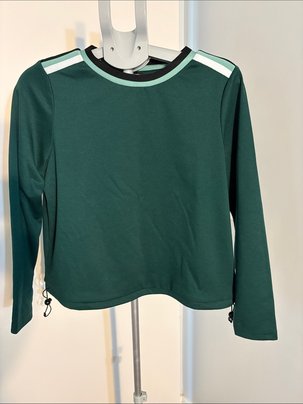 Forest Green long sleeve top with White & Mint Accents
